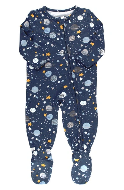 Ruggedbutts Babies' Out Of This World Fitted One-piece Footie Pajamas In Navy