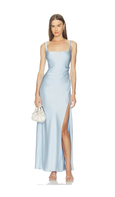 Runaway The Label Esme High Split Maxi Dress In Sky Blue