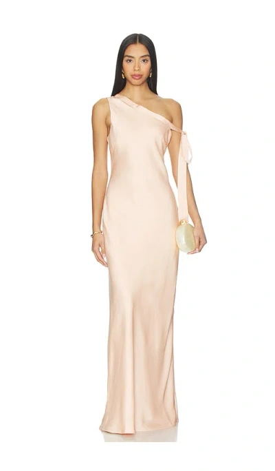 Runaway The Label Viola One Shoulder Maxi Dress In Peach