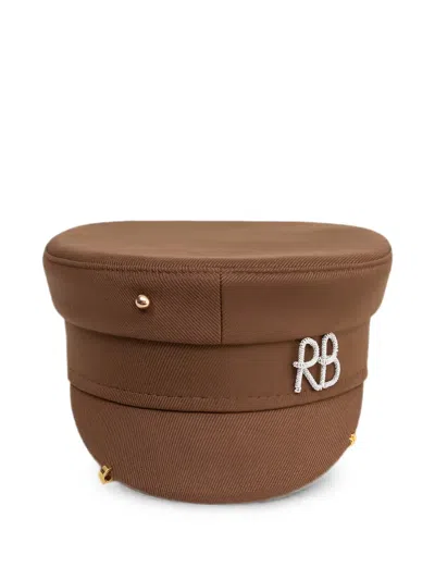Ruslan Baginskiy Kids' Baker Boy Pierced Cap In Brown