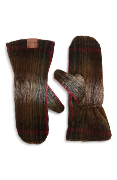Ruslan Baginskiy Check Brushed Wool Gloves In Brown