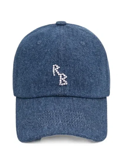 Ruslan Baginskiy Crystal-embroidered Denim Baseball Cap In Blue