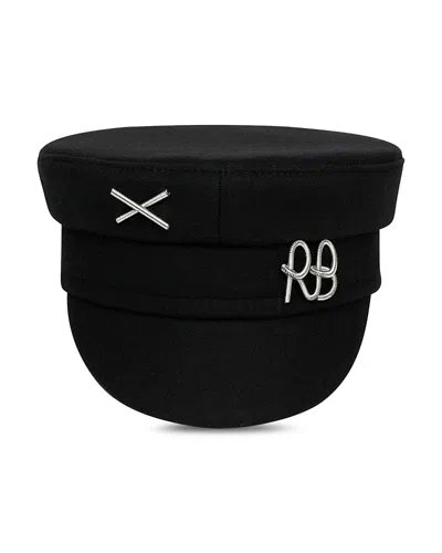 Ruslan Baginskiy Logo Embellished Wool Baker Boy Cap In Black