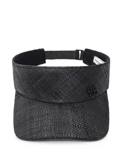 Ruslan Baginskiy Monogram-embellished Straw Visor In Black