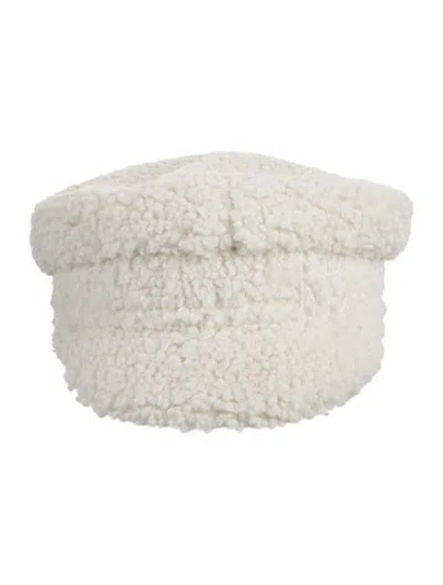 Pre-owned Ruslan Baginskiy Shearling Baker Boy Cap In Neutrals