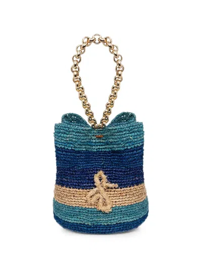 Ruslan Baginskiy Striped Straw Shoulder Bag In Purple