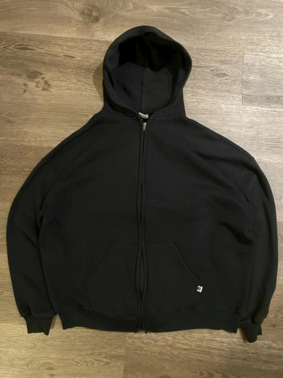 Pre-owned Russell Athletic X Vintage 90's Black Russell Athletic Boxy Hoodie Zip