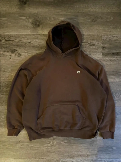 Pre-owned Russell Athletic X Vintage 90's Faded Brown Russell Athletic Boxy Hoodie