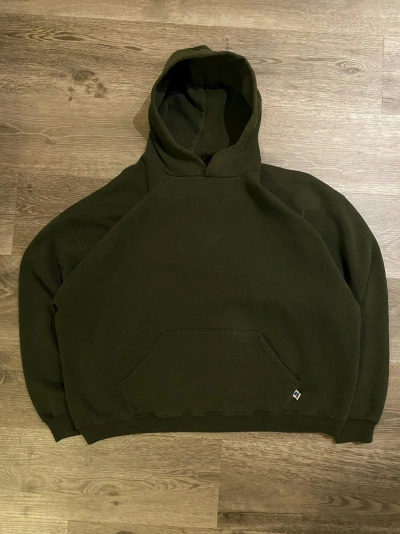 Pre-owned Russell Athletic X Vintage 90's Olive Faded Russell Athletic Boxy Hoodie In Green