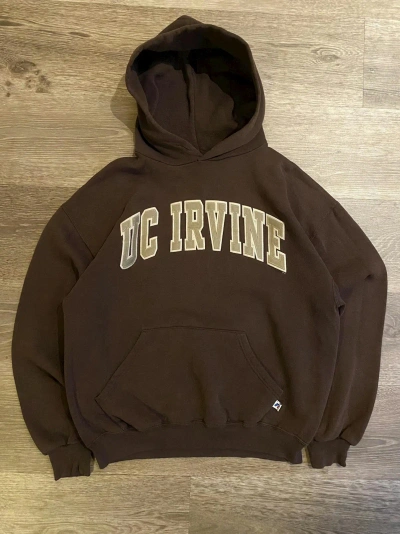 Pre-owned Russell Athletic X Vintage 90's Uc Irvine Russell Athletic Boxy Hoodie In Brown