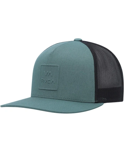 Rvca Men's  Teal Embossed Adjustable Trucker Hat In Blue
