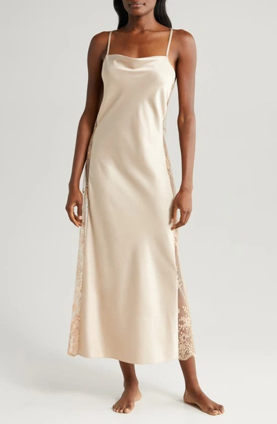 Rya Collection Darling Satin & Lace Nightgown In Latte