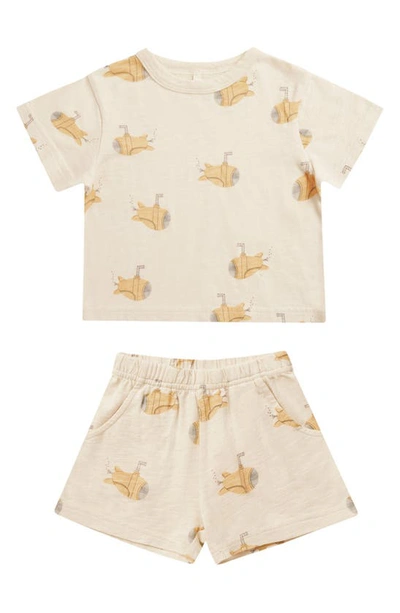 Rylee + Cru Babies' Submarine Print Cotton T-shirt & Shorts Set In Natural