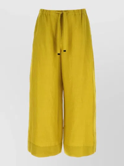 S Max Mara Aurora Wide Leg Shorts Elastic Waistband In Yellow