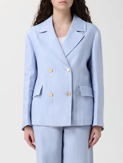 S Max Mara Avenue Double-breasted Linen Blazer In Blue
