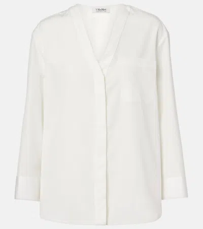 S Max Mara Chicca Cotton Poplin Shirt In White