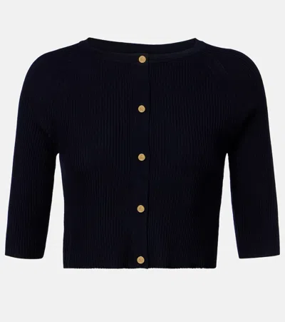 S Max Mara Cropped Virgin Wool Cardigan In Blue