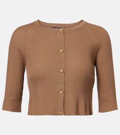 S Max Mara Cropped Virgin Wool Cardigan In Brown