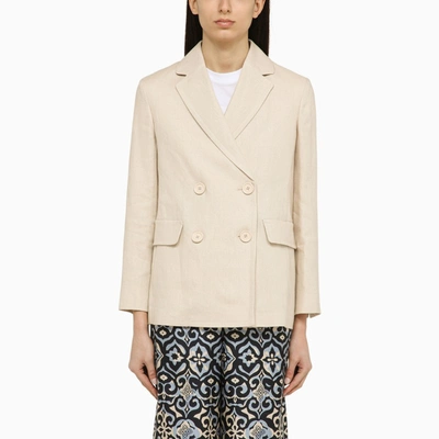 's Max Mara Beige Linen Double-breasted Jacket
