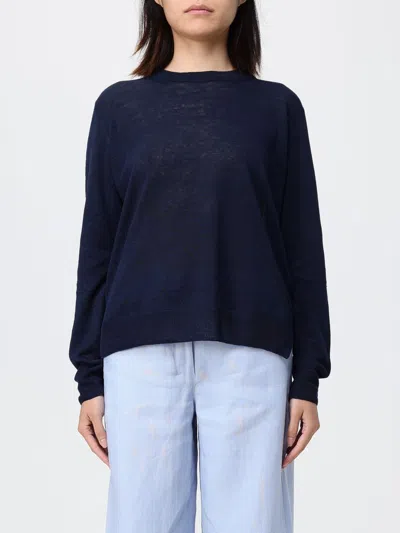 S Max Mara ' Linen Crew Neck Sweater In Blue