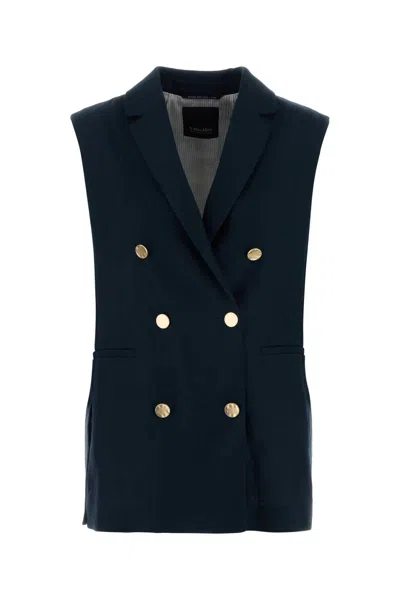 S Max Mara S Maxmara Sculpted Linen Bird Vest In Blue