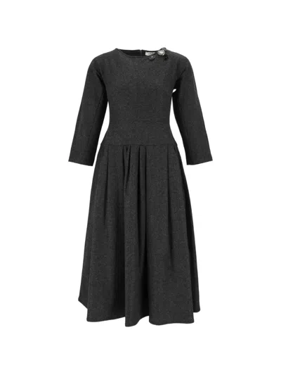 S Max Mara Tania Pleated Midi Dress In Gray