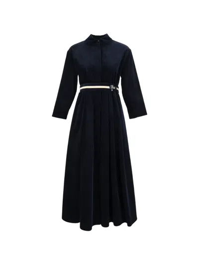 S Max Mara Vortice Corduroy Belted Midi Dress In Black