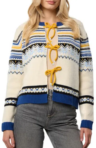 Saachi Fair Isle Tie Front Cardigan In Blue
