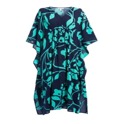 Saachi Women's Blue Bold Floral Navy Kaftan Maxi