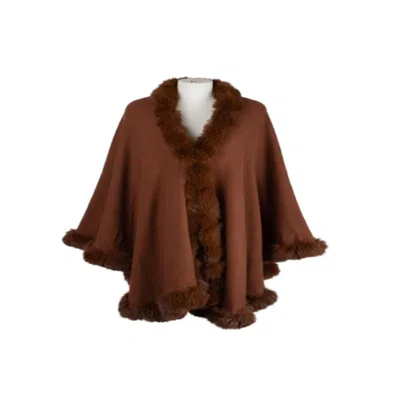 Saachi Women's Brown Faux Fur Cape Sienna Kimono