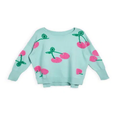Saachi Women's Green Whimsical Heart Mint Sweater In Blue