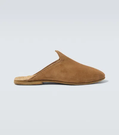 Sabah Colorblocked Suede Mules In Brown