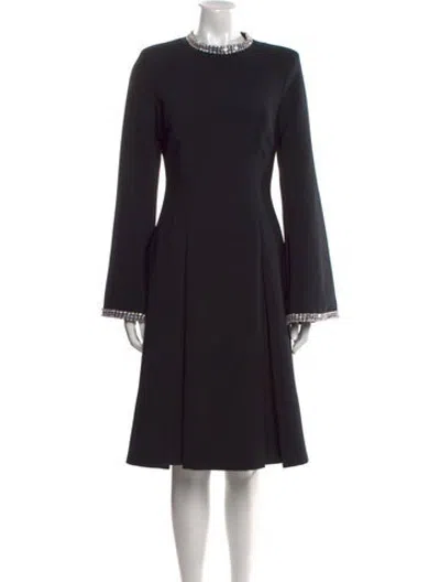 Pre-owned Sabina Bilenko Crew Neck Midi Length Dress In Black