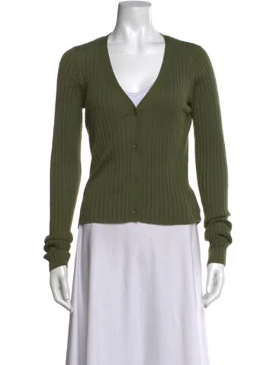 Pre-owned Sablyn Cashmere V-neck Sweater In Green
