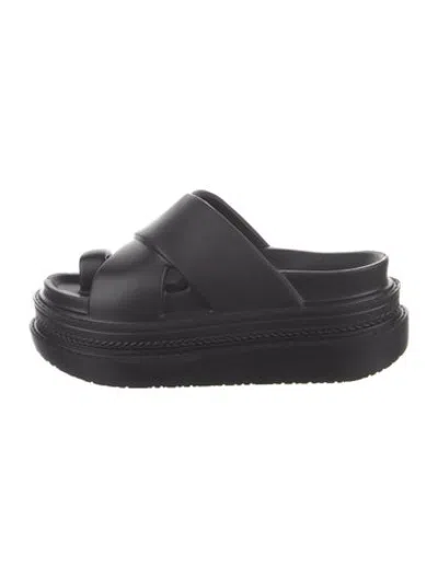 Pre-owned Sacai Rubber Slides In Black