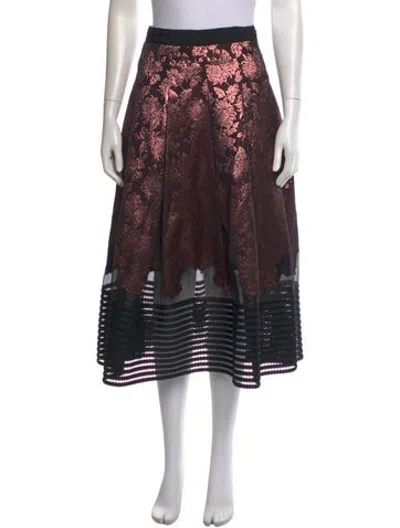 Pre-owned Sachin & Babi Floral Print Midi Length Skirt W/ Tags In Black