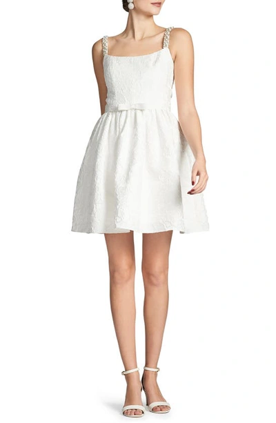 Sachin & Babi Serena Beaded Strap Floral Jacquard Cocktail Minidress In Ivory