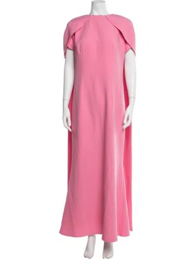 Pre-owned Safiyaa Crew Neck Long Dress In Pink