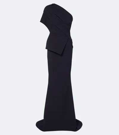 Safiyaa Elyna Asymmetric Crêpe Gown In Blue