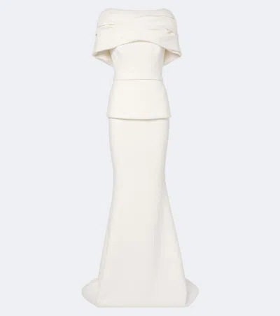 Safiyaa Loura Peplum Crêpe Gown In White