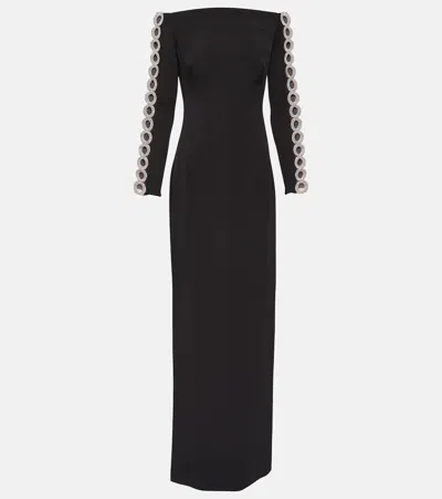Safiyaa Maimie Crystal-embellished Crêpe Gown In Black