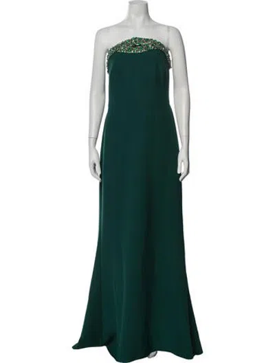 Pre-owned Safiyaa Strapless Long Dress W/ Tags In Green