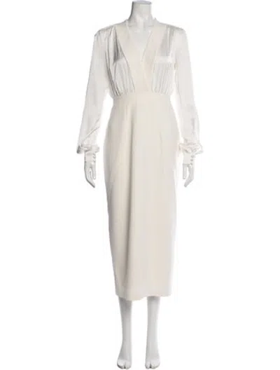 Pre-owned Safiyaa V-neck Midi Length Dress In Pink