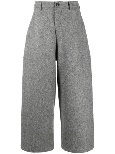 Sage Nation Cotton-blend Wide-leg Trousers In Grey
