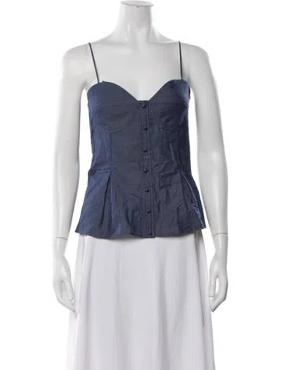 Pre-owned Saint Art V-neck Sleeveless Top In Blue
