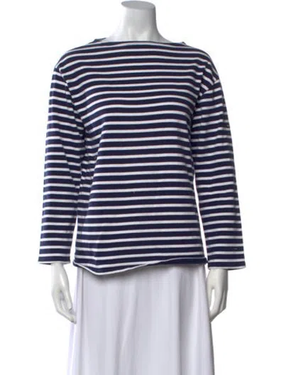 Pre-owned Saint James Striped Bateau Neckline Sweater In Blue