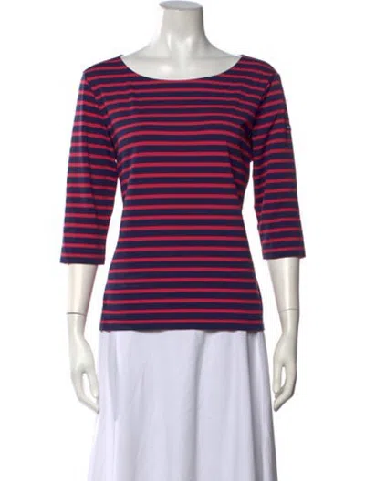 Pre-owned Saint James Striped Bateau Neckline Top In Pink