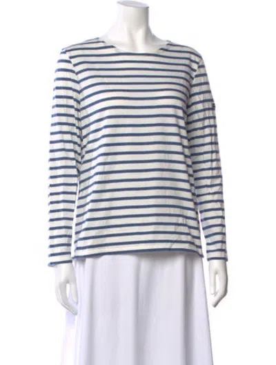 Pre-owned Saint James Striped Crew Neck T-shirt In White