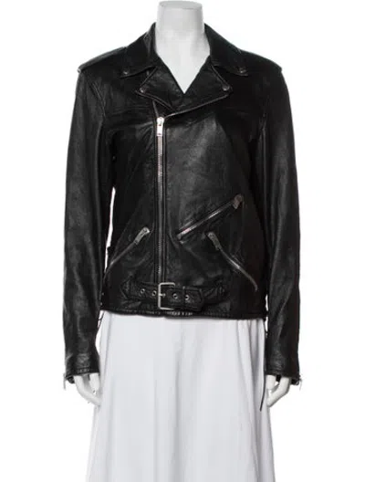 Pre-owned Saint Laurent 2015 Lamb Leather Biker Jacket In Black