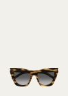 Saint Laurent 214 Kate Acetate Cat-eye Sunglasses In Shiny Flamed Hava